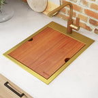 Ruvati Giana — Tarja de Bar / Prep de 15 x 20 pulg en Acero Inoxidable — Oro Mate