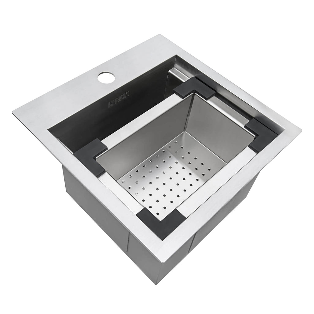 Ruvati Vino — Tarja de Bar / Prep de 15 x 15 pulg en Acero Inoxidable — Acero Inoxidable — 4