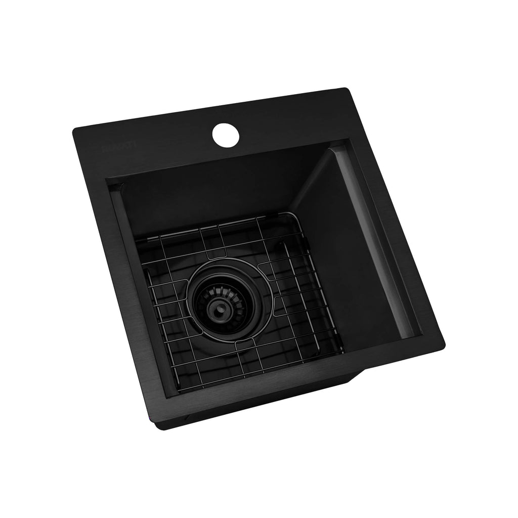 Ruvati Giana — Tarja de Bar / Prep en Acero Inoxidable — Negro Gunmetal — 1