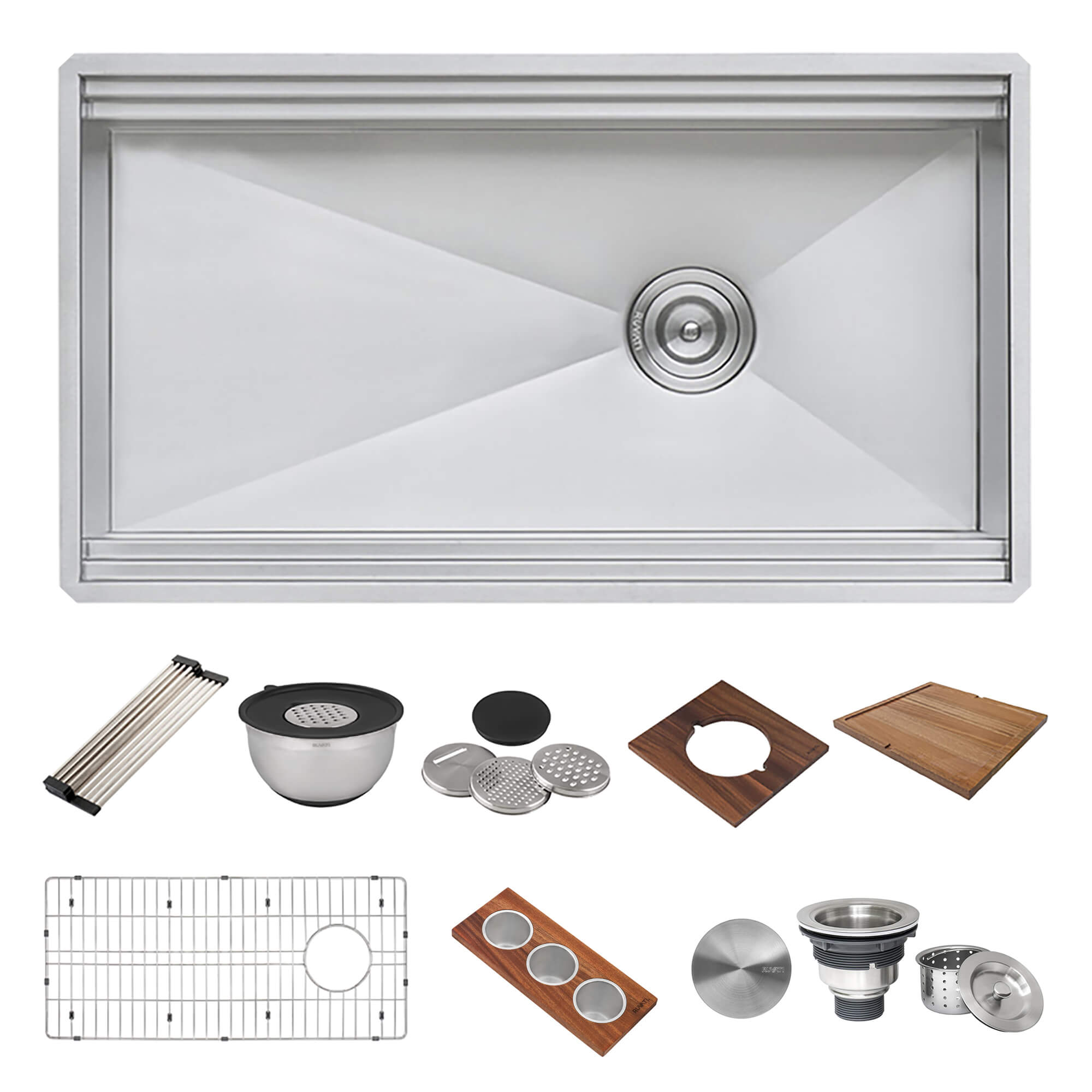Ruvati Dual-Tier — Tarja Workstation de Cocina en Acero Inoxidable — Acero Inoxidable