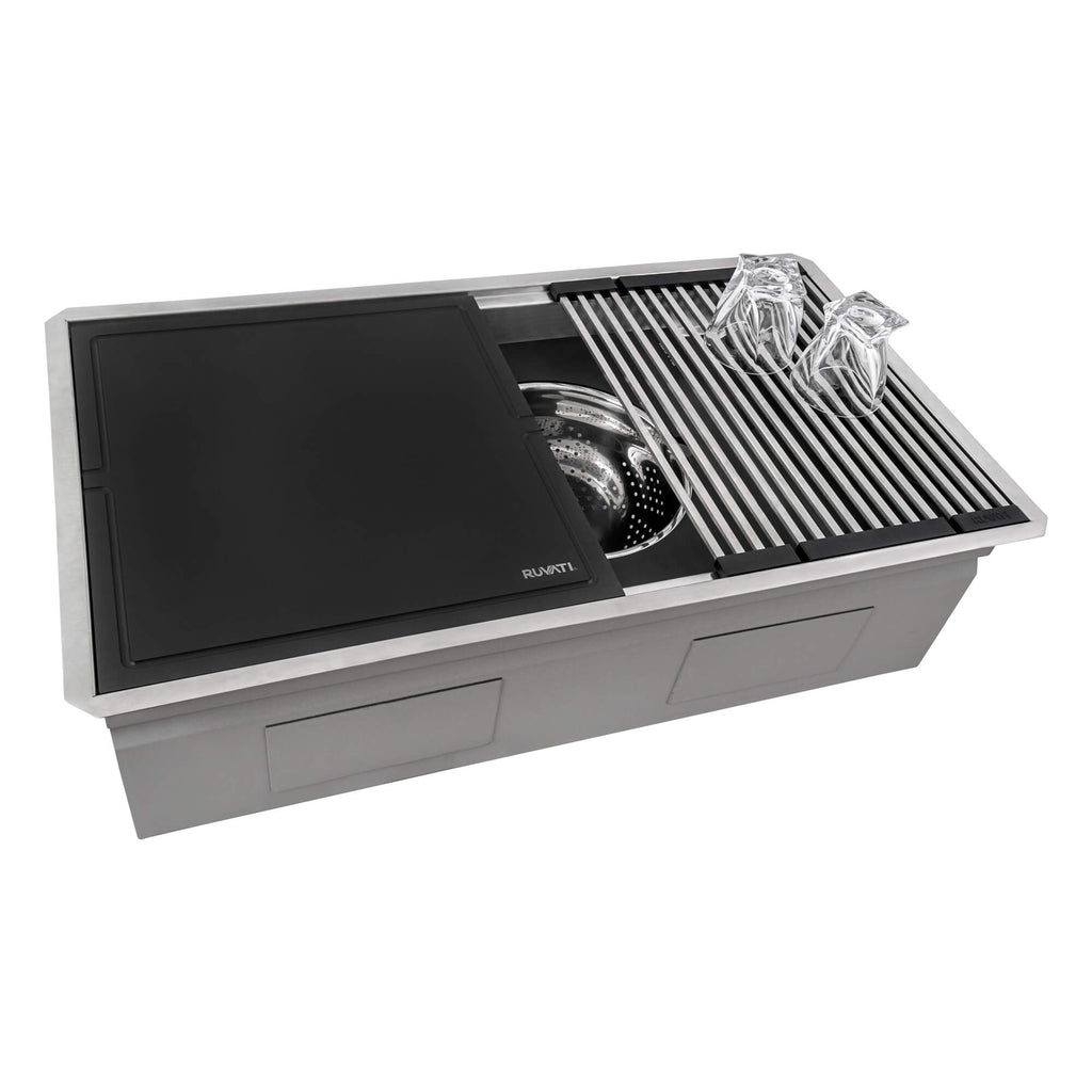Ruvati Dual-Tier Nova — Tarja Workstation de Cocina en Acero Inoxidable — Acero Inoxidable — 2