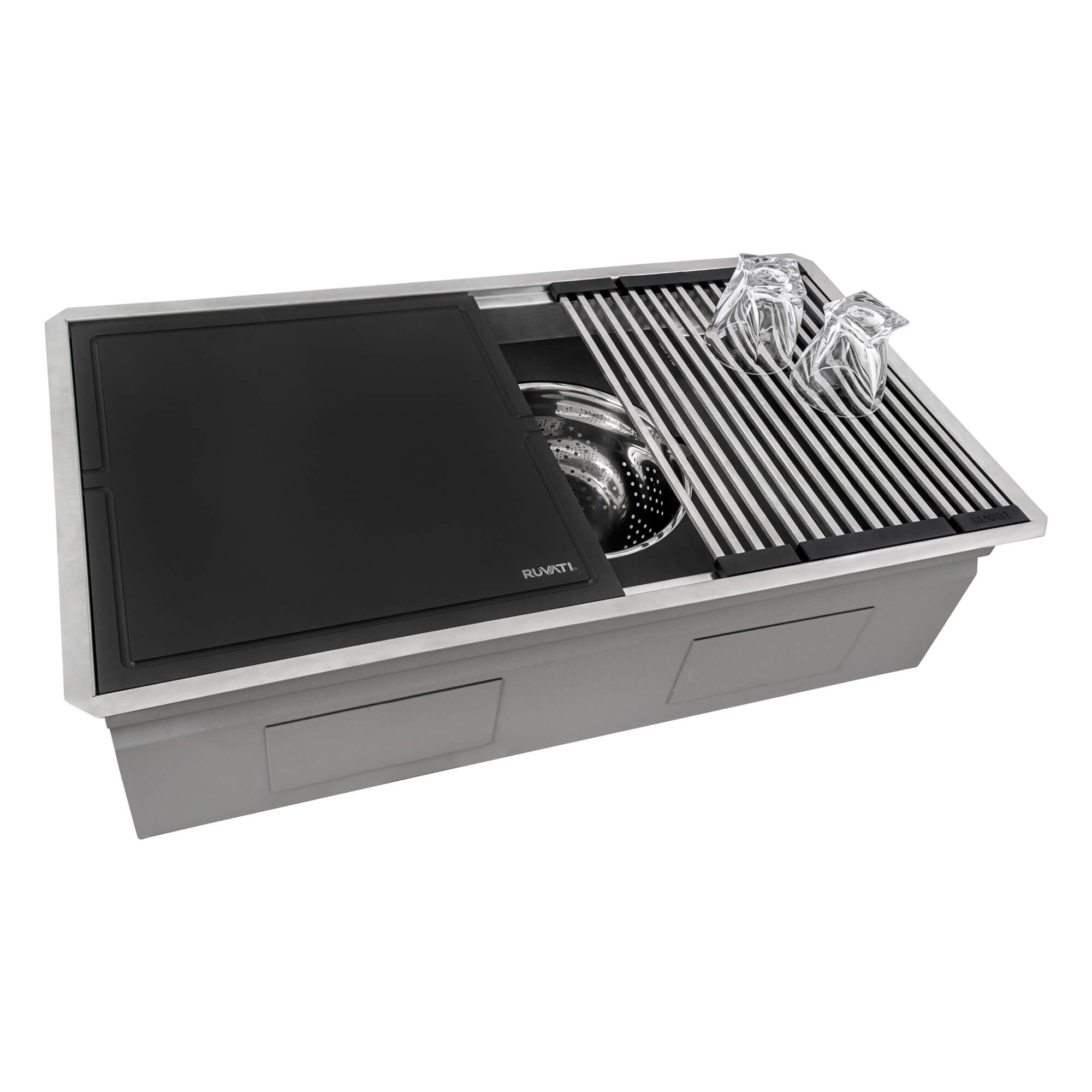 Ruvati Dual-Tier Nova — Tarja Workstation de Cocina en Acero Inoxidable — Acero Inoxidable — 2