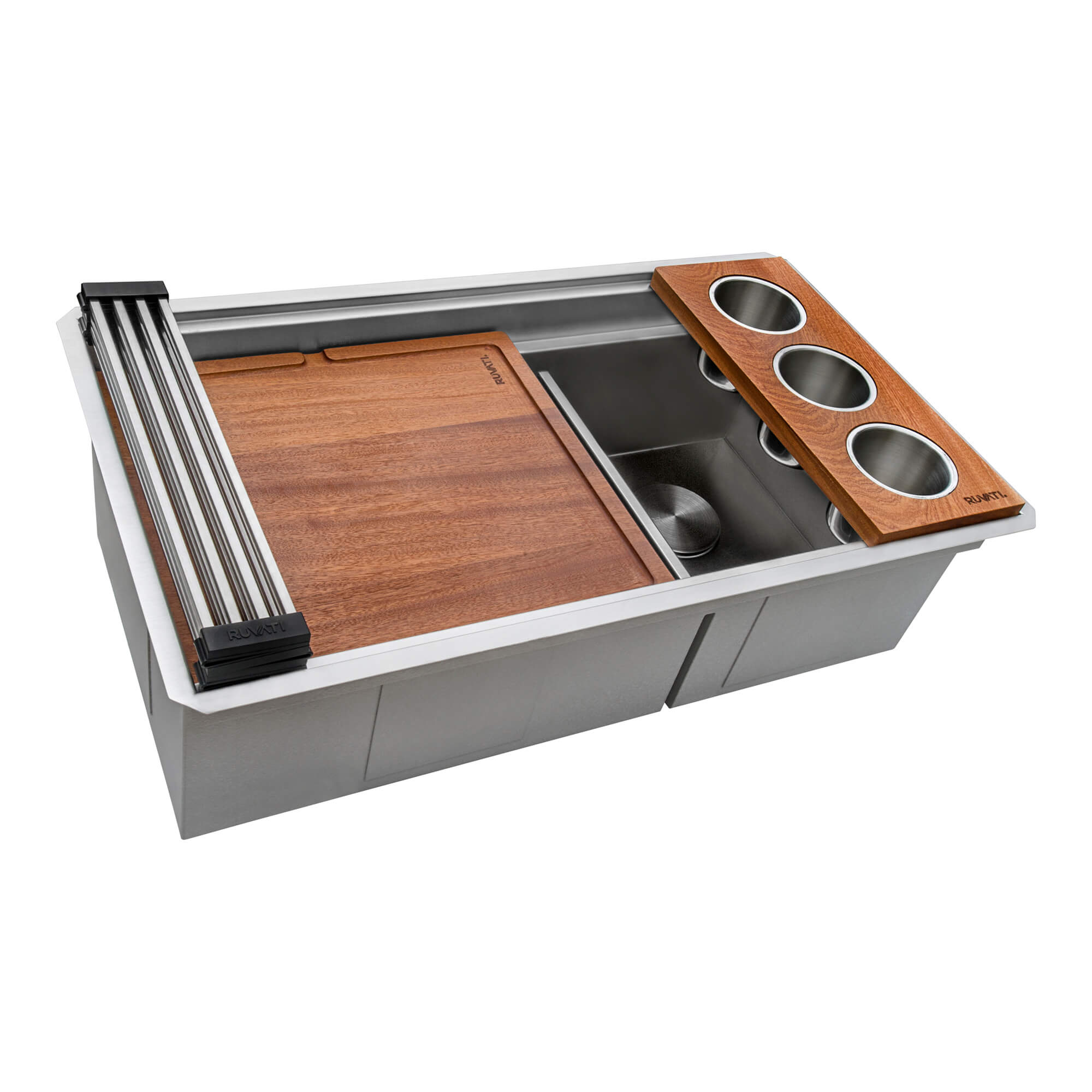 Ruvati Dual-Tier — Tarja Workstation de Cocina en Acero Inoxidable — Acero Inoxidable