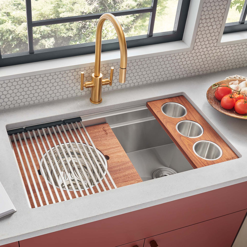 Ruvati Dual-Tier — Tarja Workstation de Cocina en Acero Inoxidable — Acero Inoxidable