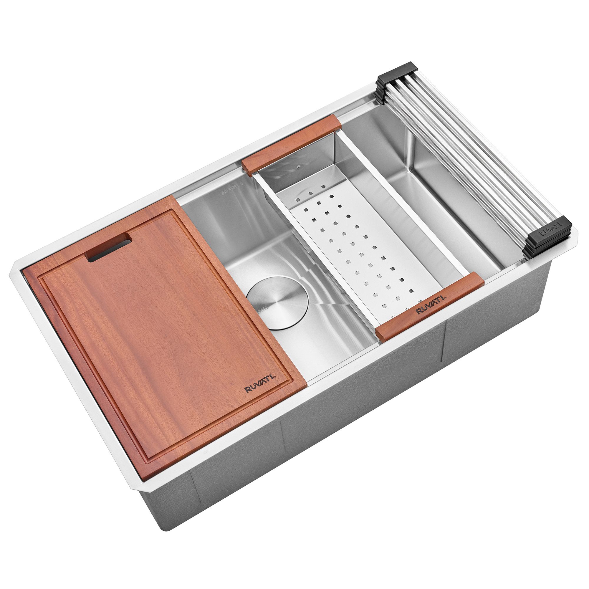 Ruvati Roma Pro — Tarja Workstation de Cocina en Acero Inoxidable — Acero Inoxidable