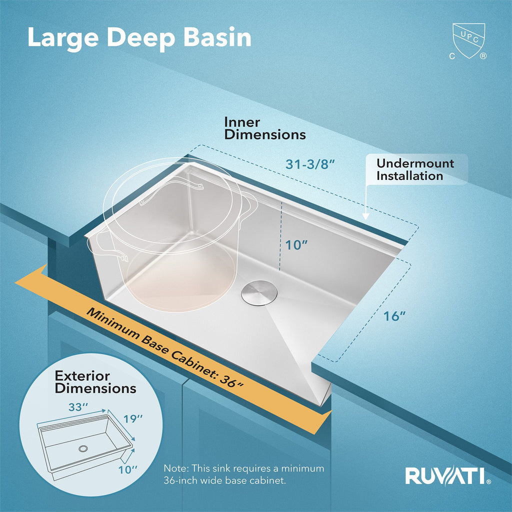 Ruvati Roma Pro — Tarja Workstation de Cocina en Acero Inoxidable — Acero Inoxidable — 1