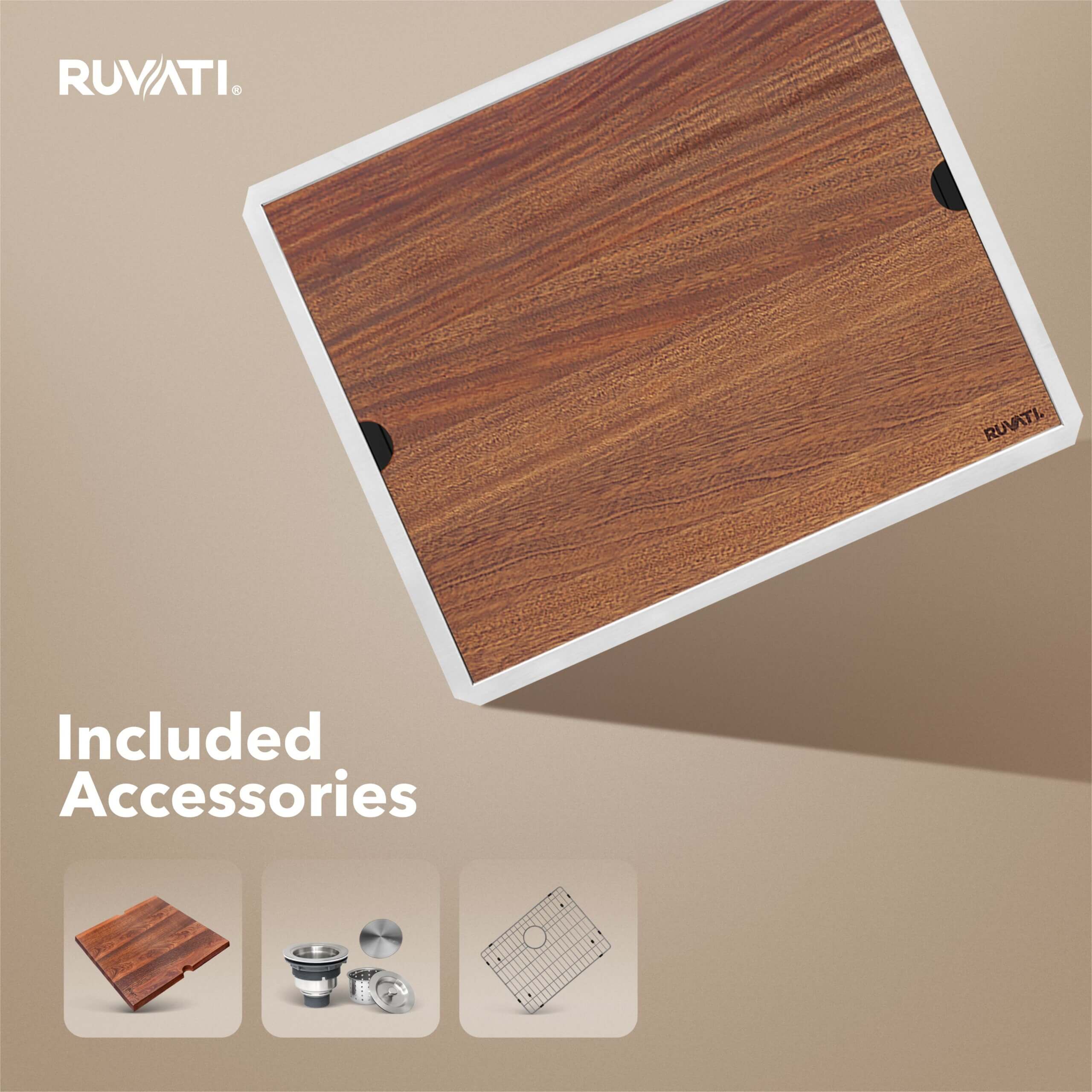 Ruvati Roma — Tarja Workstation de Cocina en Acero Inoxidable — Acero Inoxidable — 1
