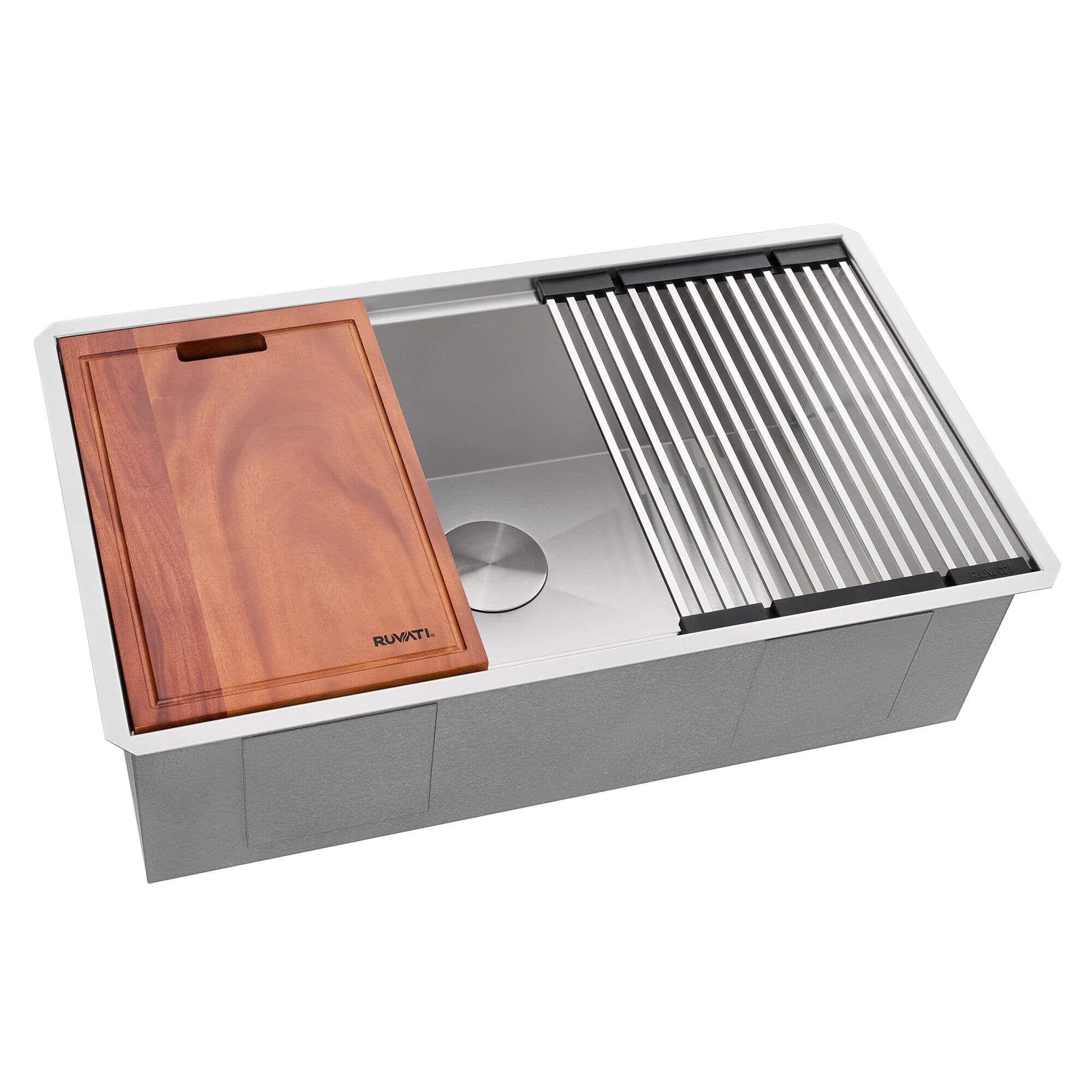 Ruvati Roma — Tarja Workstation de Cocina en Acero Inoxidable — Acero Inoxidable