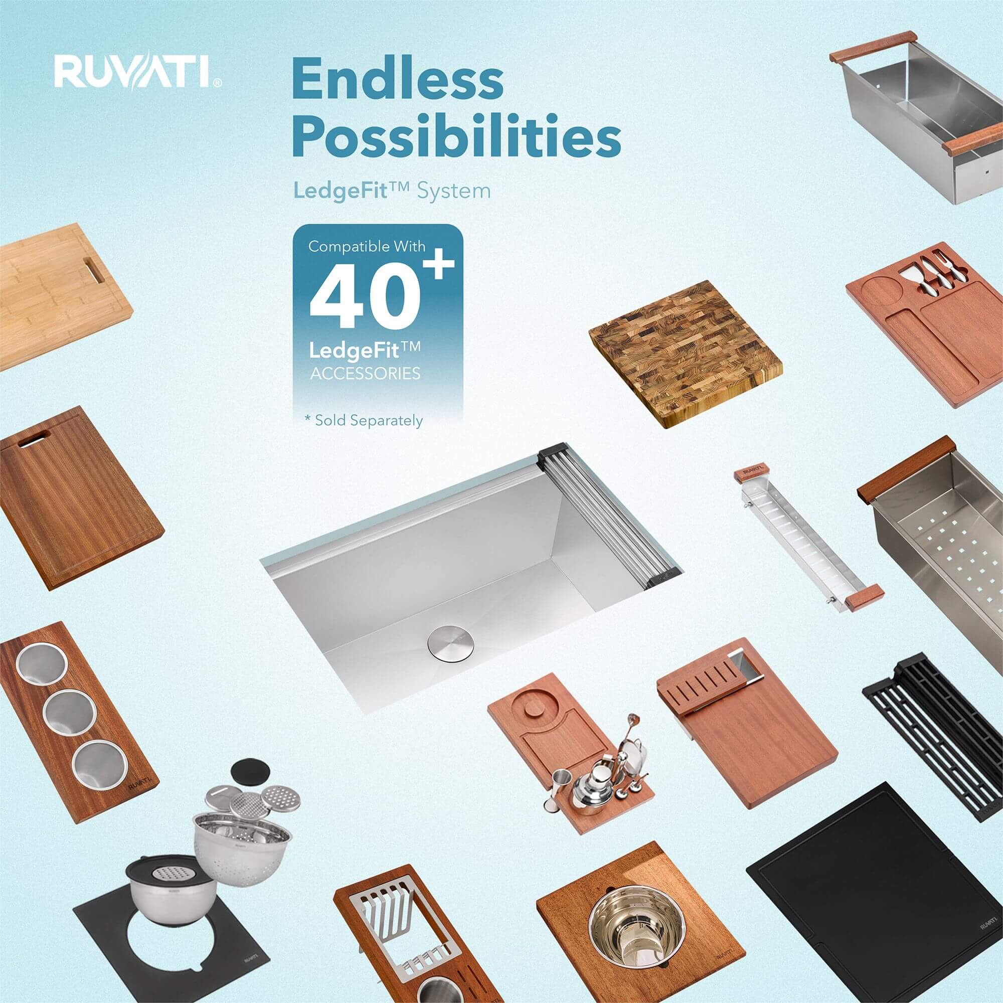 Ruvati Roma — Tarja Workstation de Cocina en Acero Inoxidable — Acero Inoxidable — 4