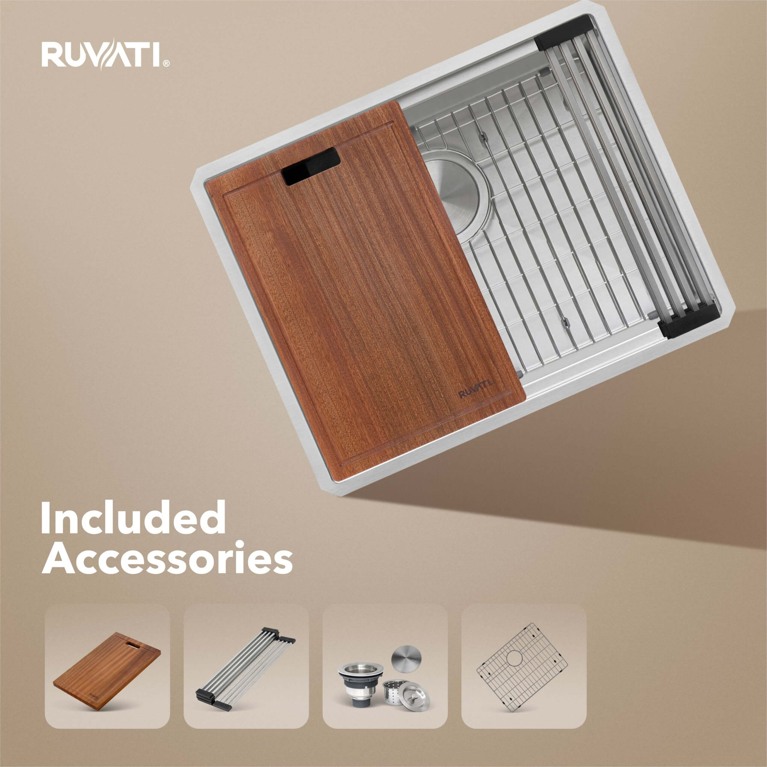 Ruvati Roma Pro — Tarja Workstation de Cocina en Acero Inoxidable — Acero Inoxidable — 1
