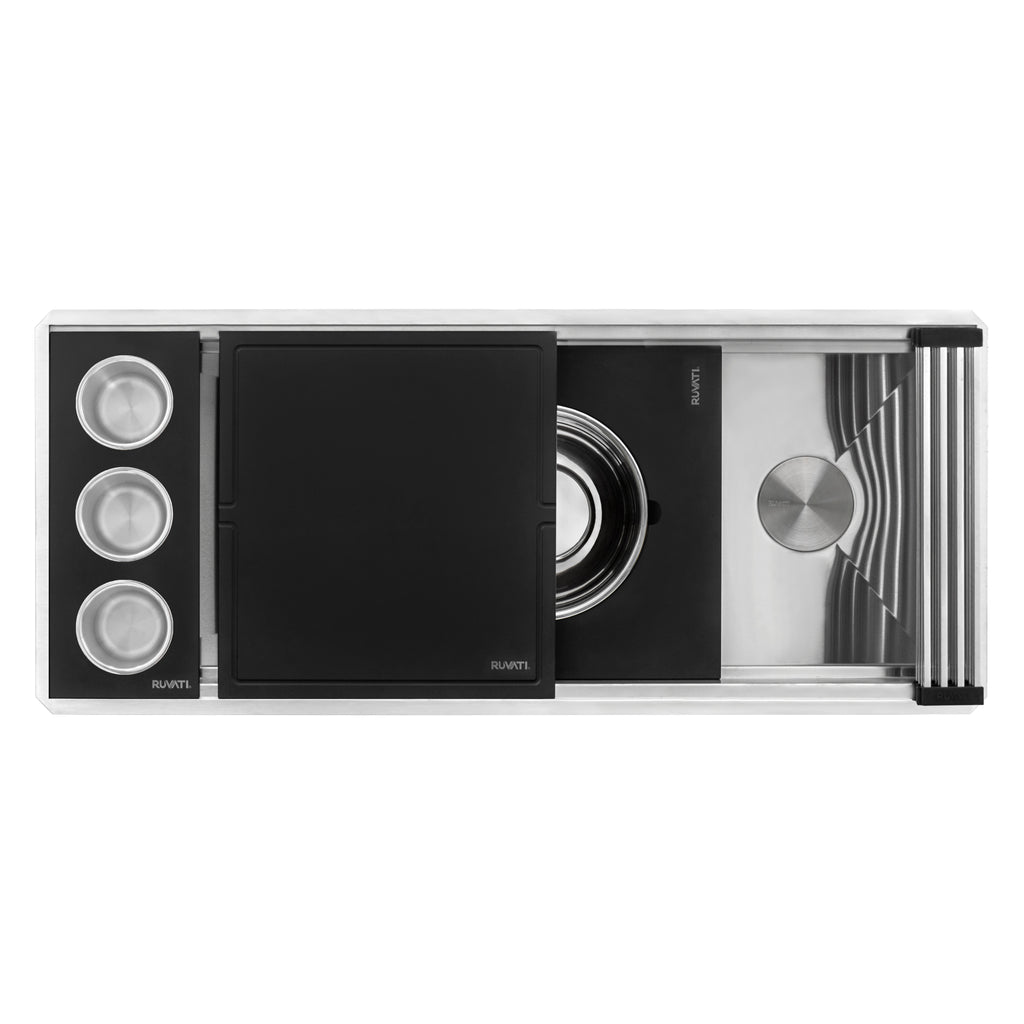Ruvati Dual-Tier Nova — Tarja Workstation de Cocina en Acero Inoxidable — Acero Inoxidable — 3