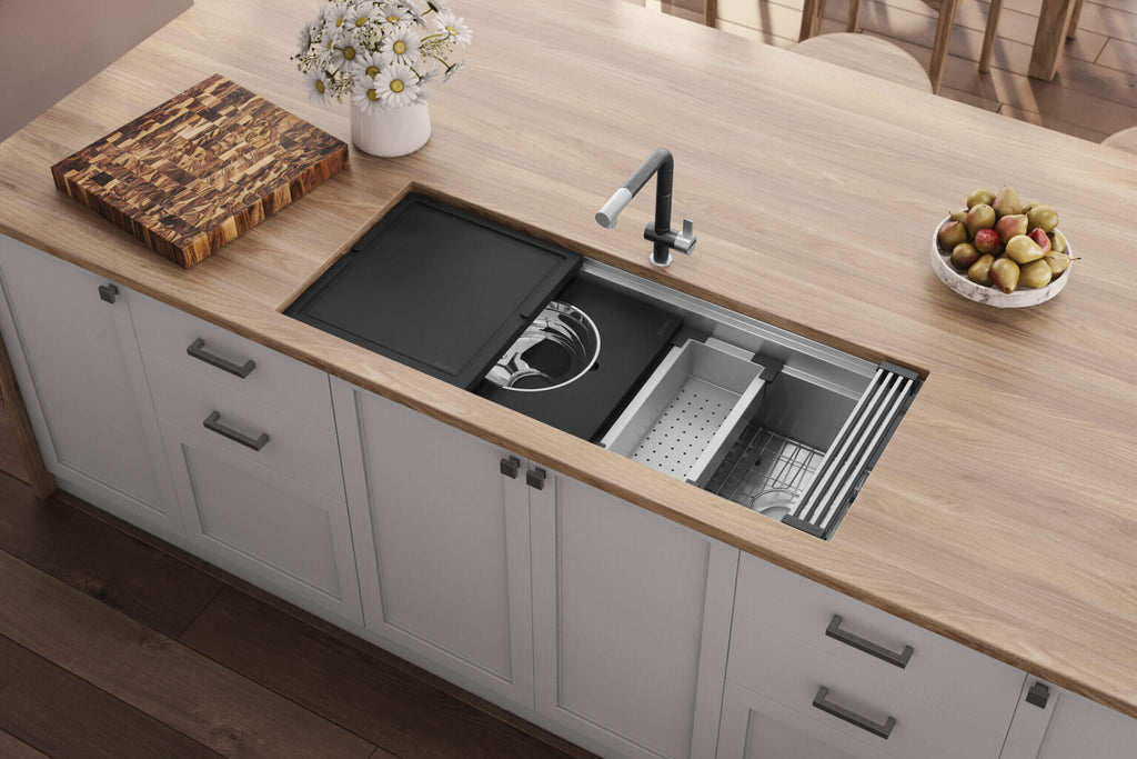 Ruvati Dual-Tier Nova — Tarja Workstation de Cocina en Acero Inoxidable — Acero Inoxidable — 4