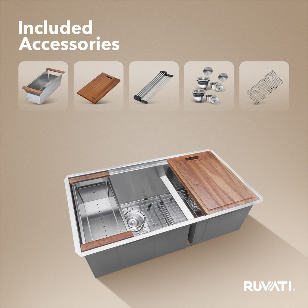 Ruvati Roma — Tarja Workstation de Cocina en Acero Inoxidable — Acero Inoxidable — 1