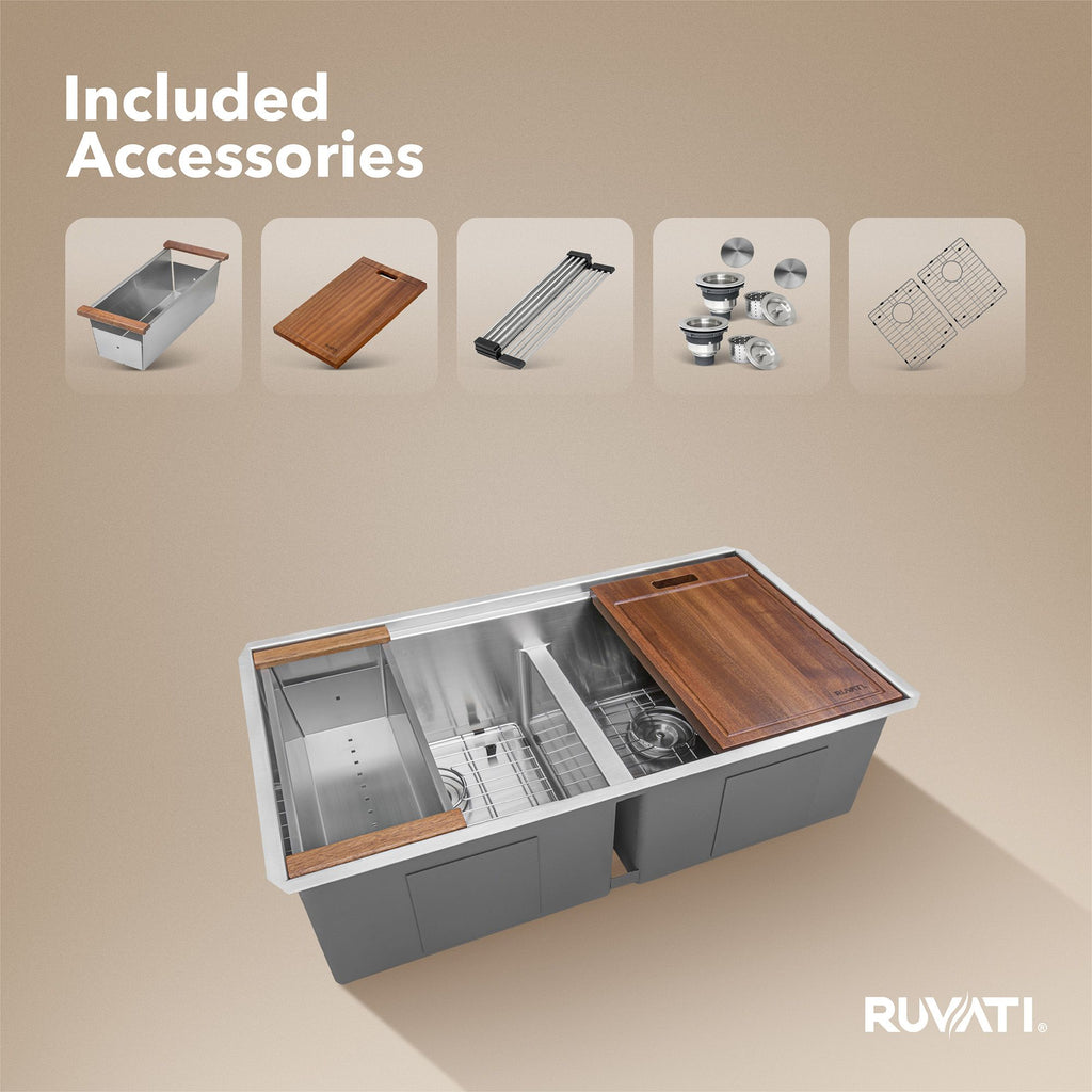 Ruvati Roma Pro — Tarja Workstation de Cocina en Acero Inoxidable — Acero Inoxidable — 1