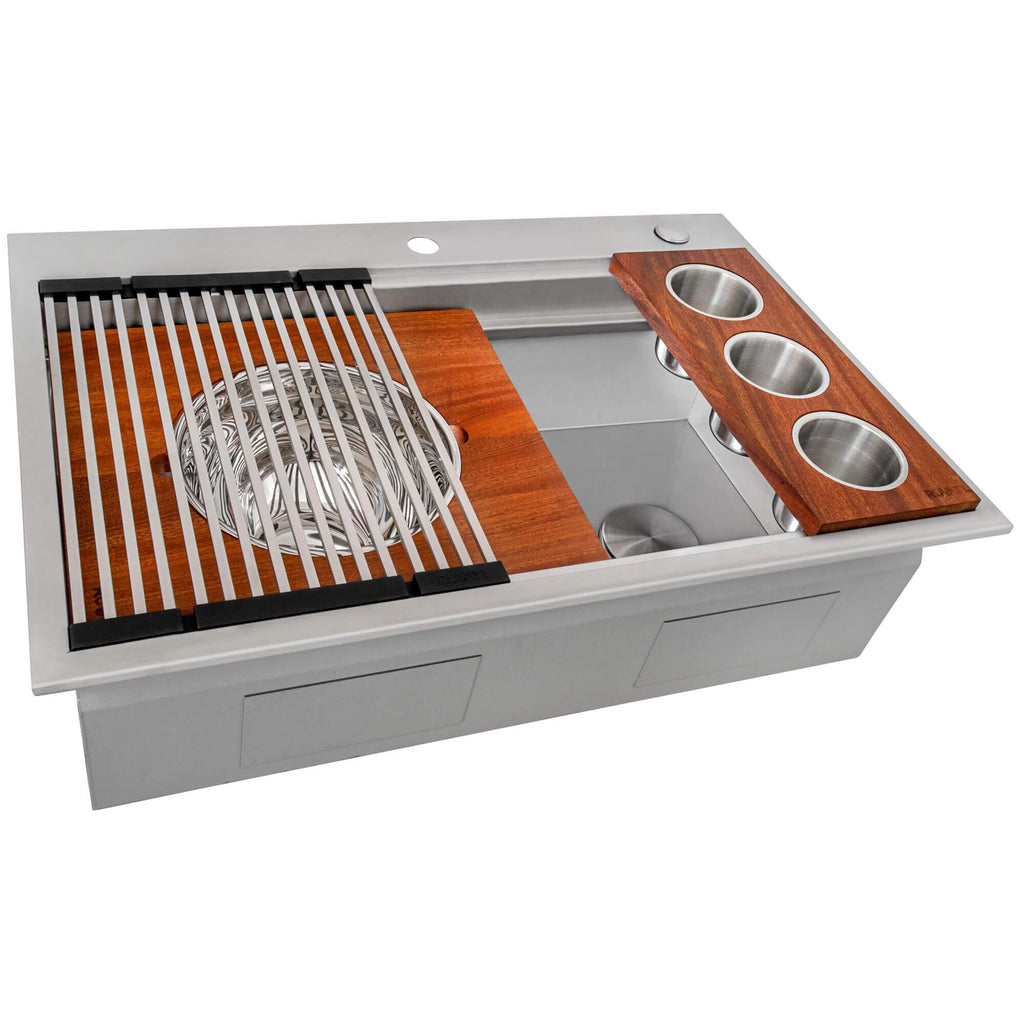 Ruvati Dual-Tier — Tarja Workstation de Cocina en Acero Inoxidable — Acero Inoxidable