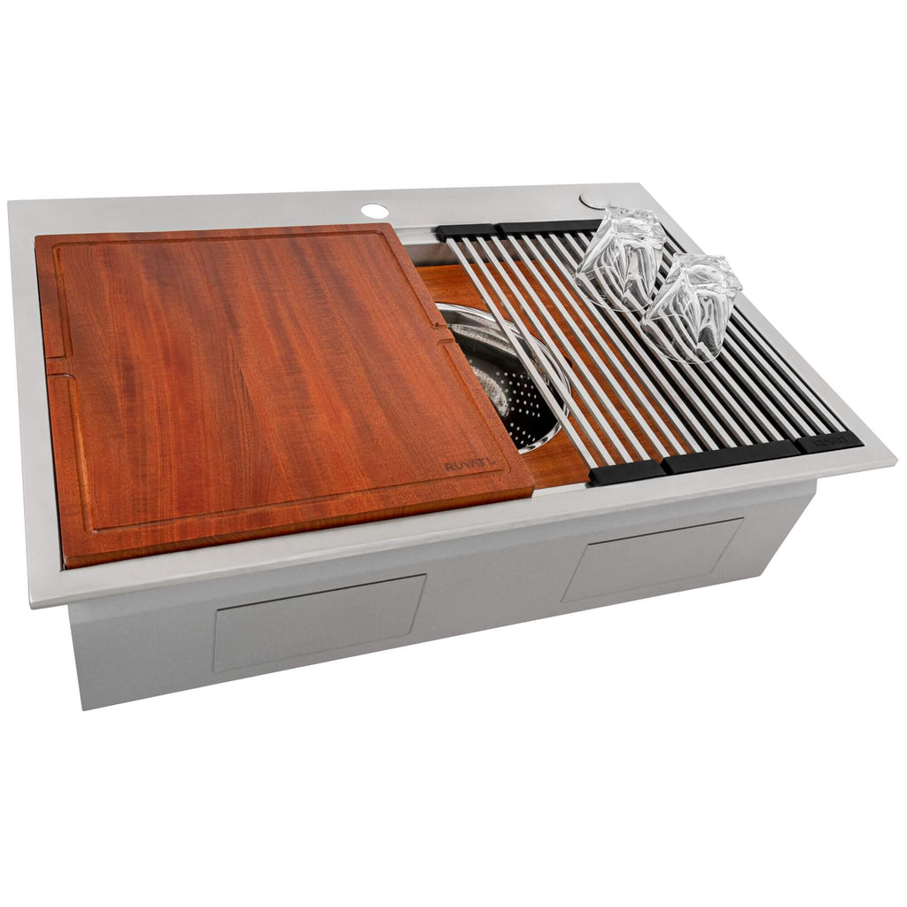 Ruvati Dual-Tier — Tarja Workstation de Cocina en Acero Inoxidable — Acero Inoxidable — 3