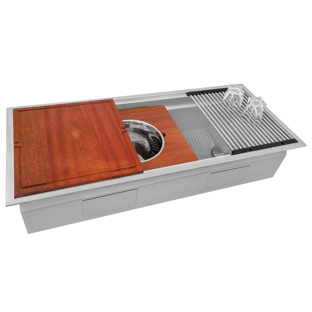 Ruvati Dual-Tier — Tarja Workstation de Cocina en Acero Inoxidable — Acero Inoxidable