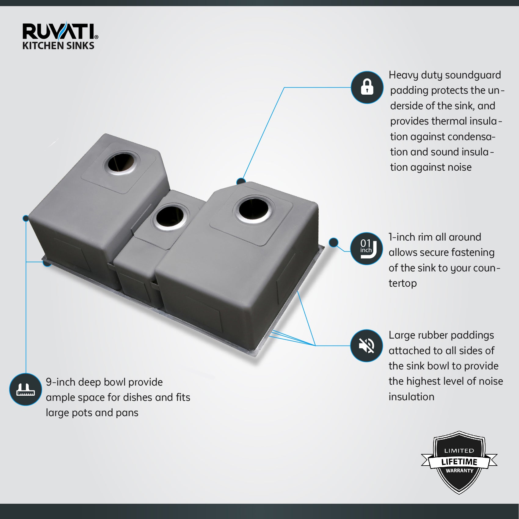 Ruvati Gravena — Tarja de Cocina en Acero Inoxidable — Acero Inoxidable — 4