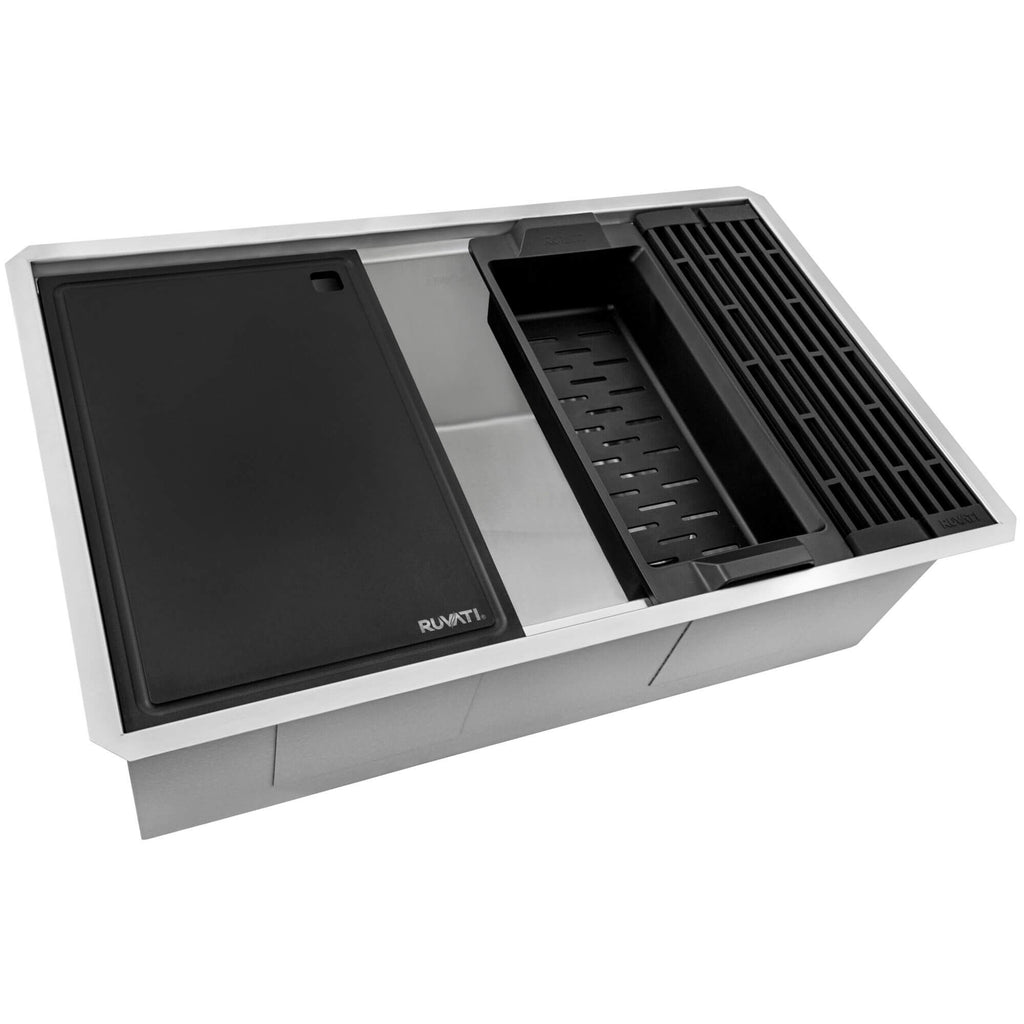 Ruvati Veniso Nova — Tarja Workstation de Cocina en Acero Inoxidable — Acero Inoxidable