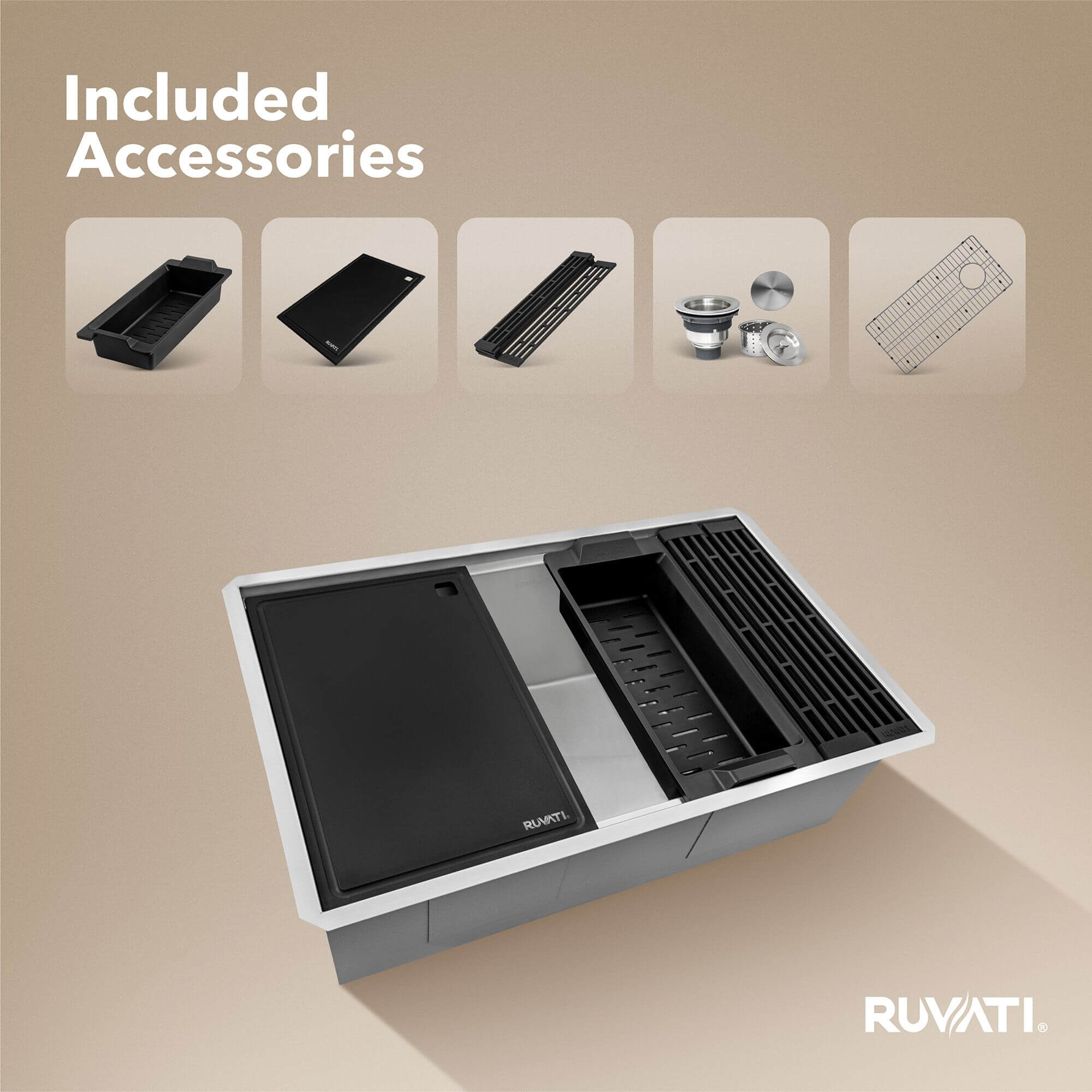Ruvati Veniso Nova — Tarja Workstation de Cocina en Acero Inoxidable — Acero Inoxidable — 2