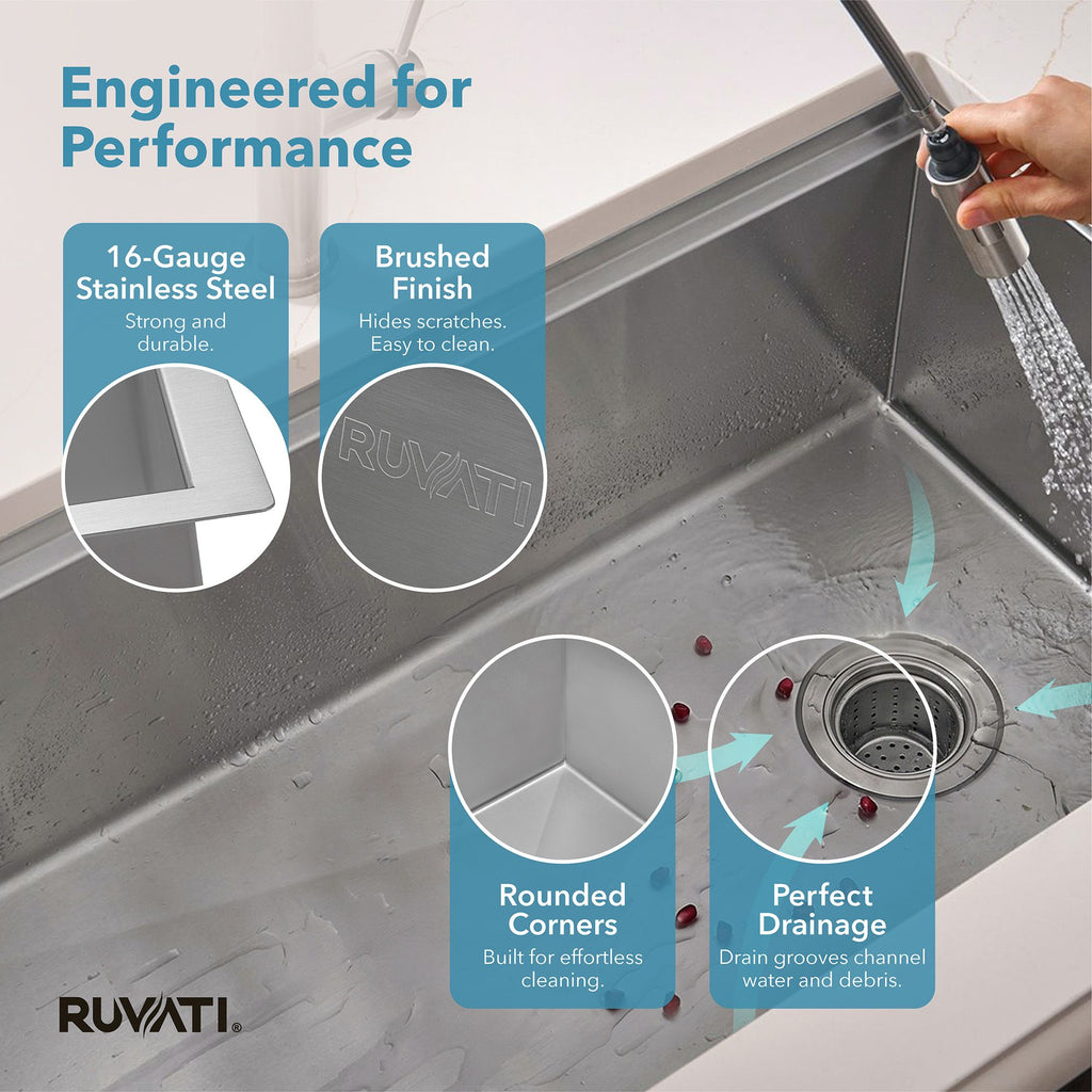 Ruvati Veniso Nova — Tarja Workstation de Cocina en Acero Inoxidable — Acero Inoxidable — 4