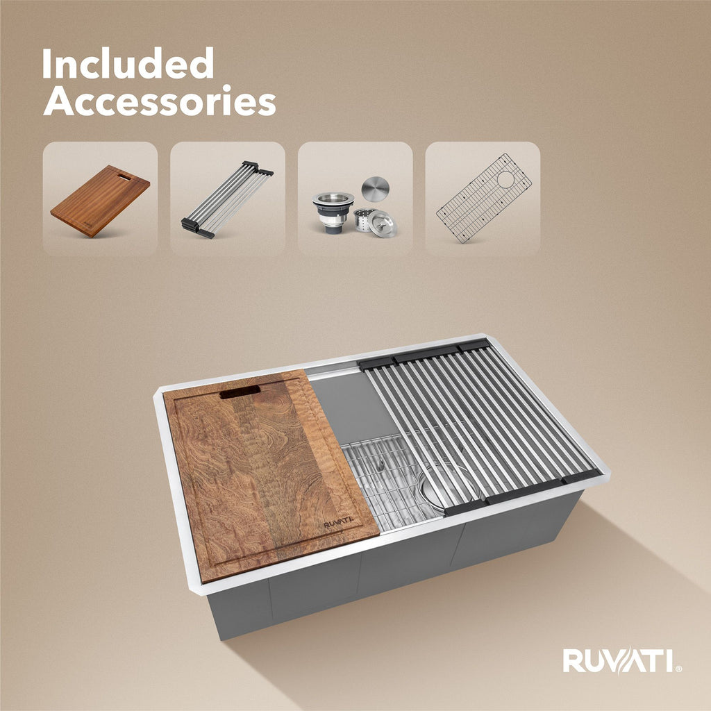 Ruvati Veniso — Tarja Workstation de Cocina en Acero Inoxidable — Acero Inoxidable — 1