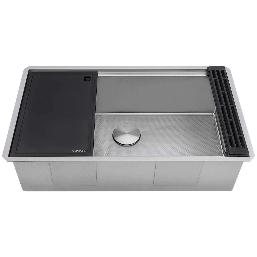Ruvati Roma Hex — Tarja Workstation de Cocina en Acero Inoxidable — Acero Inoxidable — 1