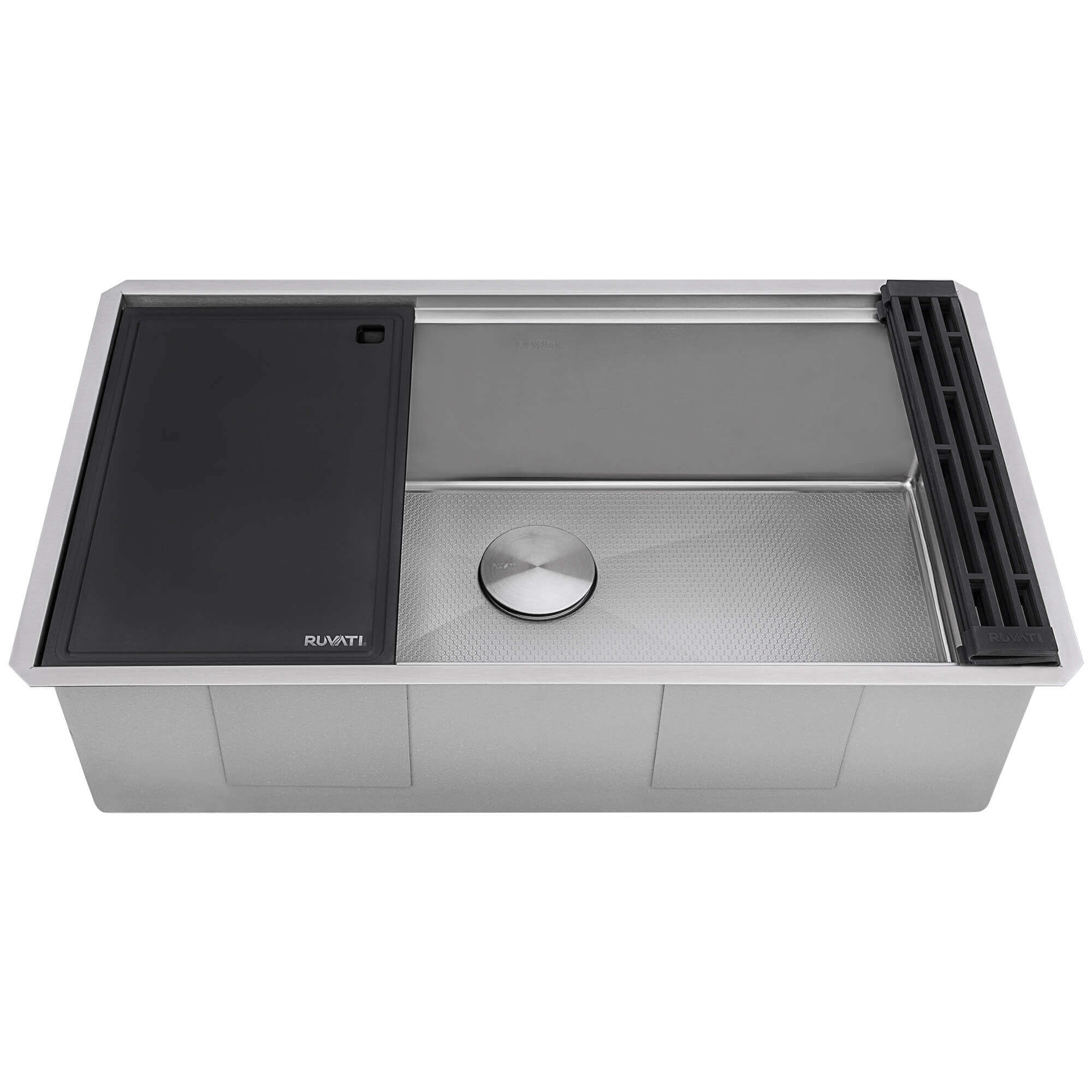 Ruvati Roma Hex — Tarja Workstation de Cocina en Acero Inoxidable — Acero Inoxidable — 1