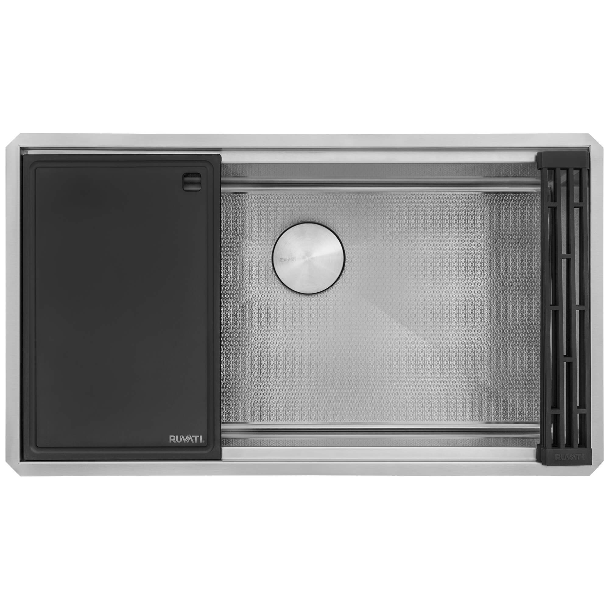 Ruvati Roma Hex — Tarja Workstation de Cocina en Acero Inoxidable — Acero Inoxidable