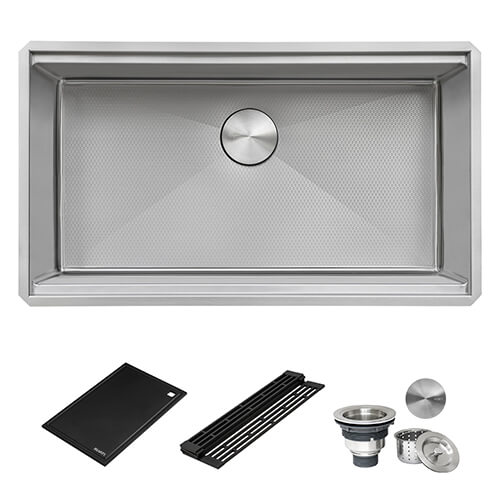 Ruvati Roma Hex — Tarja Workstation de Cocina en Acero Inoxidable — Acero Inoxidable — 1