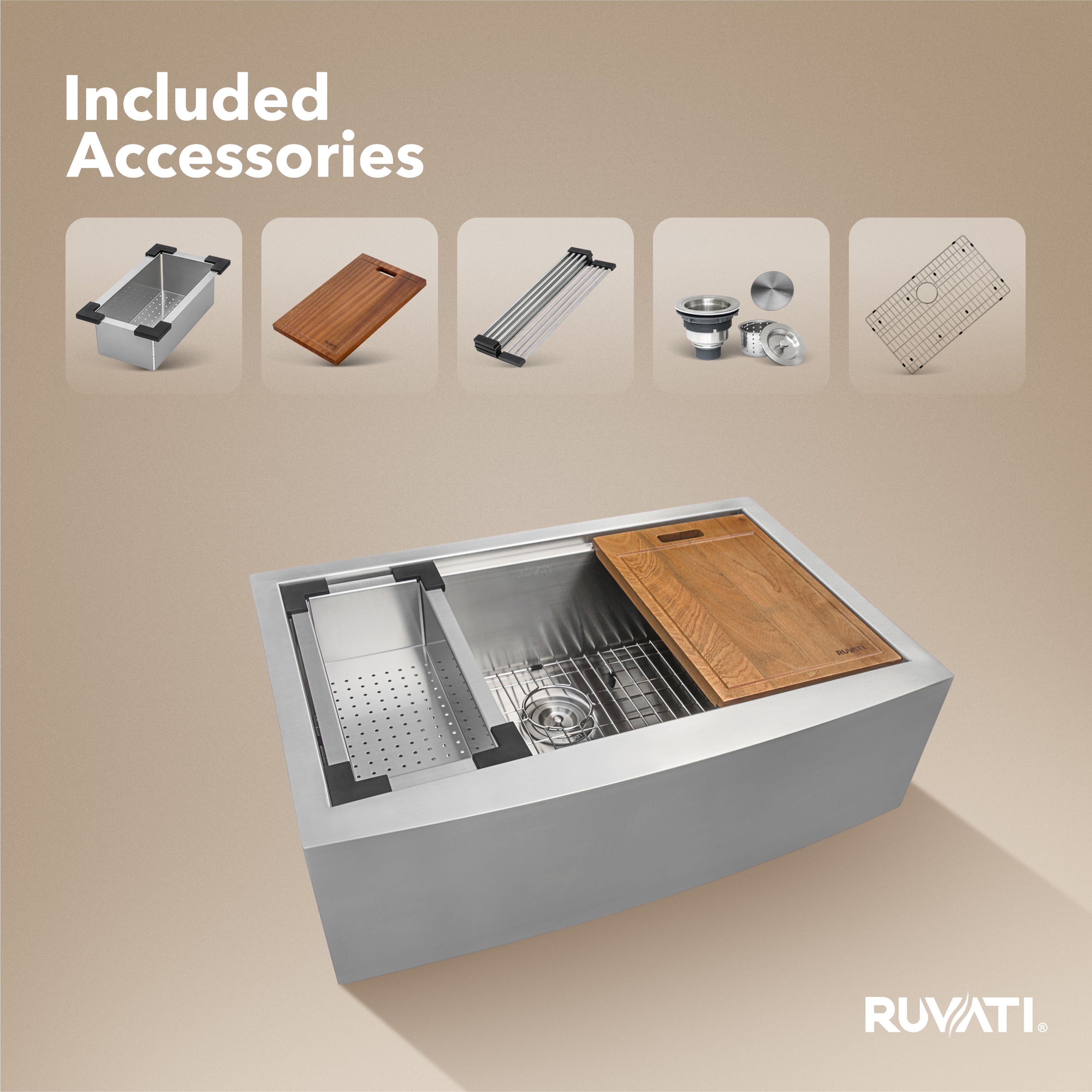 Ruvati Verona — Tarja Farmhouse de Cocina en Acero Inoxidable — Acero Inoxidable — 2