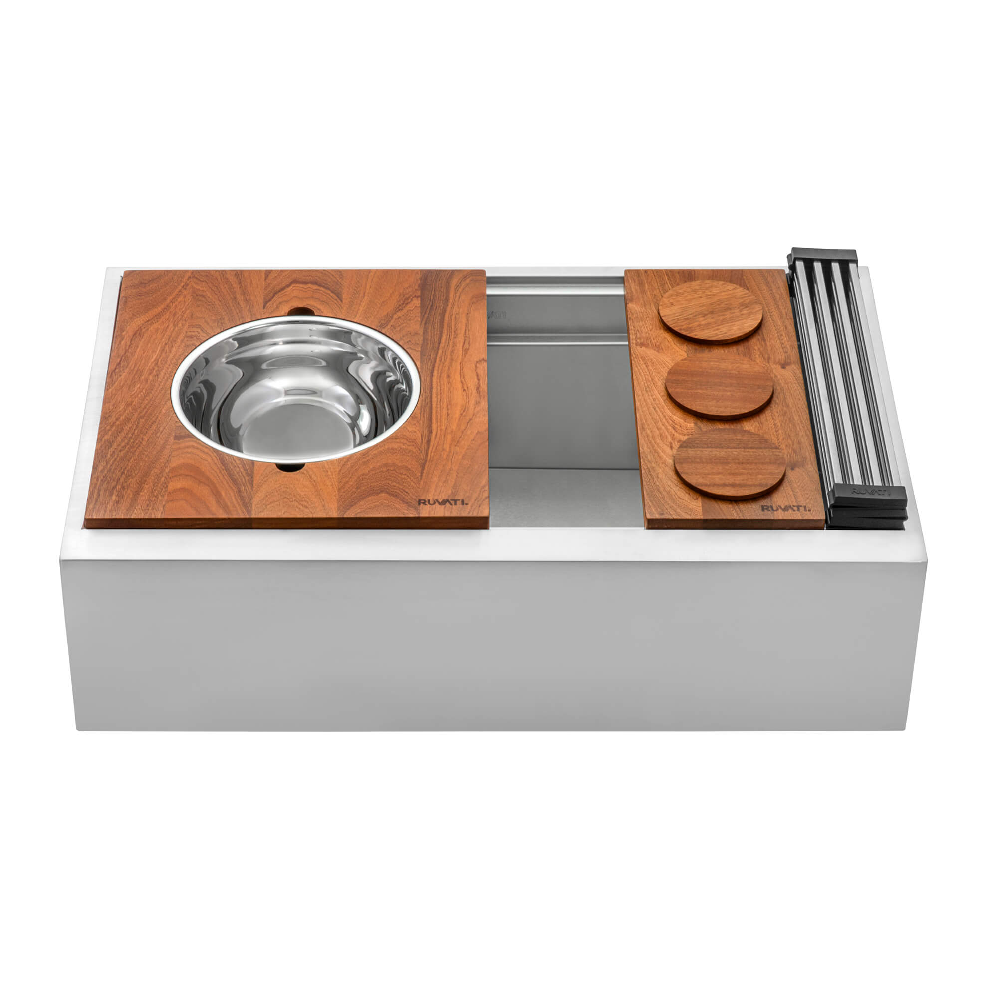 Ruvati Dual-Tier — Tarja Farmhouse de Cocina en Acero Inoxidable — Acero Inoxidable — 3