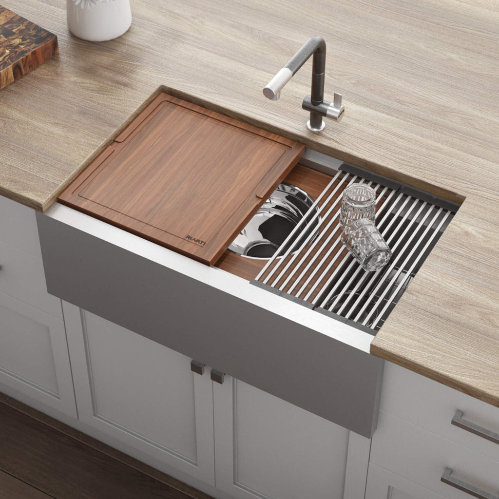 Ruvati Dual-Tier — Tarja Farmhouse de Cocina en Acero Inoxidable — Acero Inoxidable — 4
