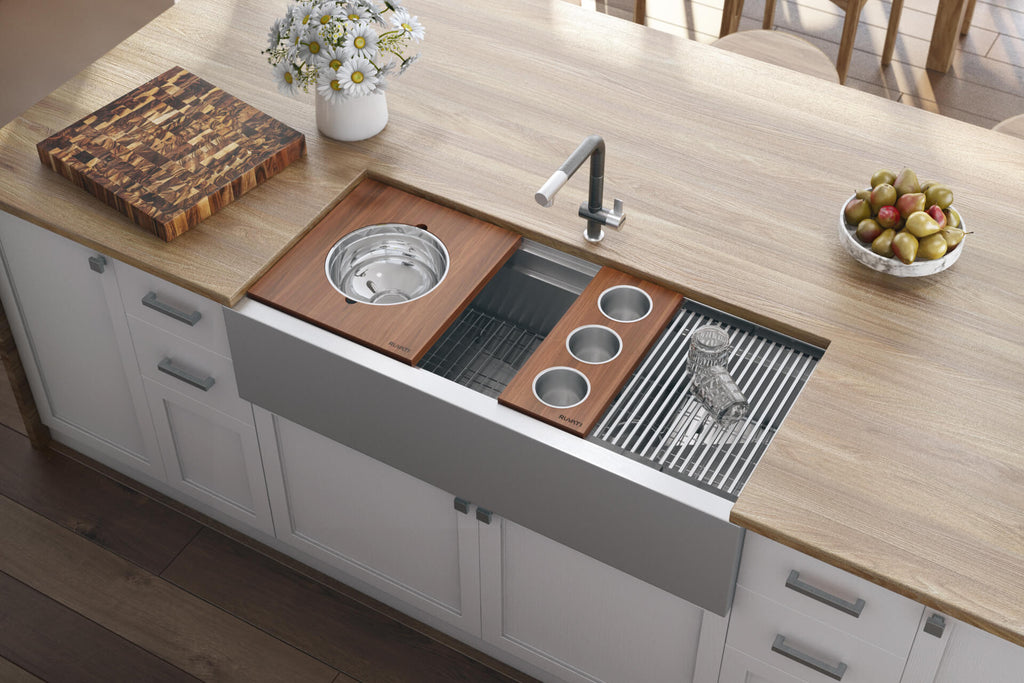 Ruvati Dual-Tier — Tarja Farmhouse de Cocina en Acero Inoxidable — Acero Inoxidable — 1