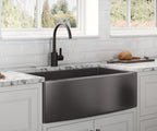 Ruvati Terraza — Tarja Farmhouse de Cocina en Acero Inoxidable — Negro Gunmetal