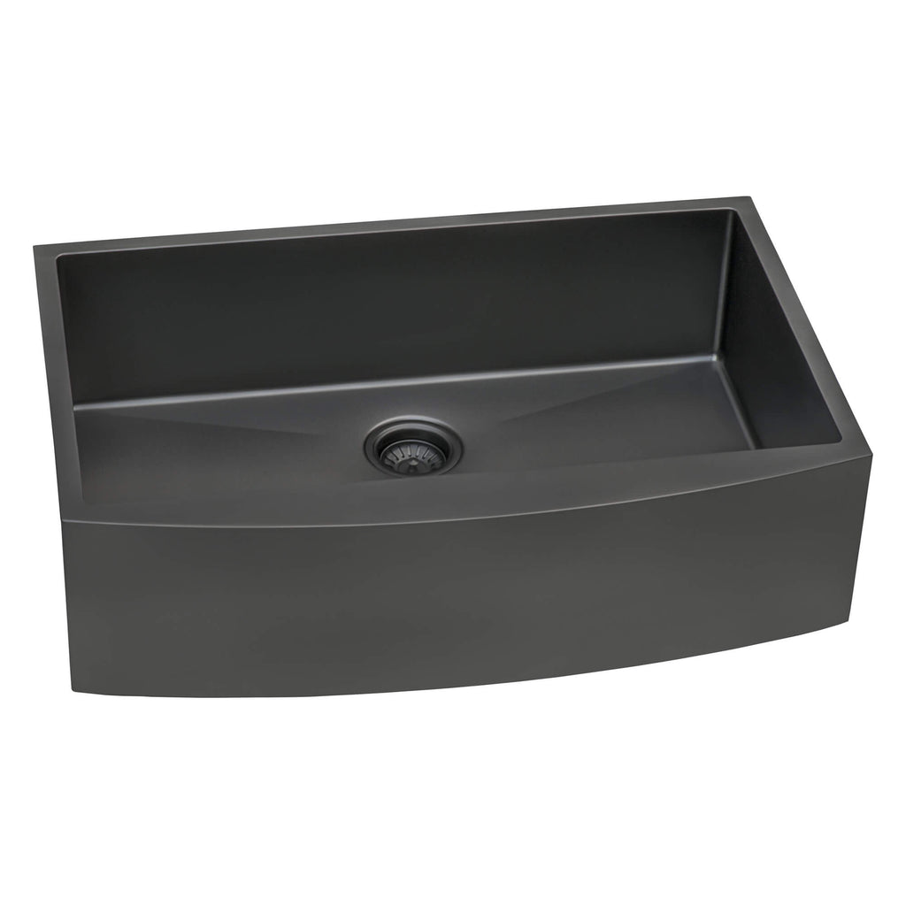 Ruvati Terraza — Tarja Farmhouse de Cocina en Acero Inoxidable — Negro Gunmetal — 3