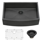 Ruvati Terraza — Tarja Farmhouse de Cocina en Acero Inoxidable — Negro Gunmetal — 1