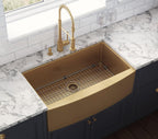 Ruvati Terraza — Tarja Farmhouse de Cocina en Acero Inoxidable — Oro Mate — 1