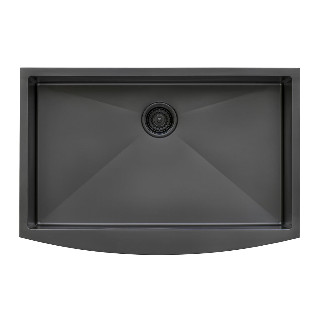 Ruvati Terraza — Tarja Farmhouse de Cocina en Acero Inoxidable — Negro Gunmetal — 4