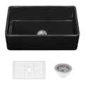 Ruvati Fiamma — Tarja Farmhouse de Cocina de 30 x 20 pulg en Fireclay — Negro Brillante
