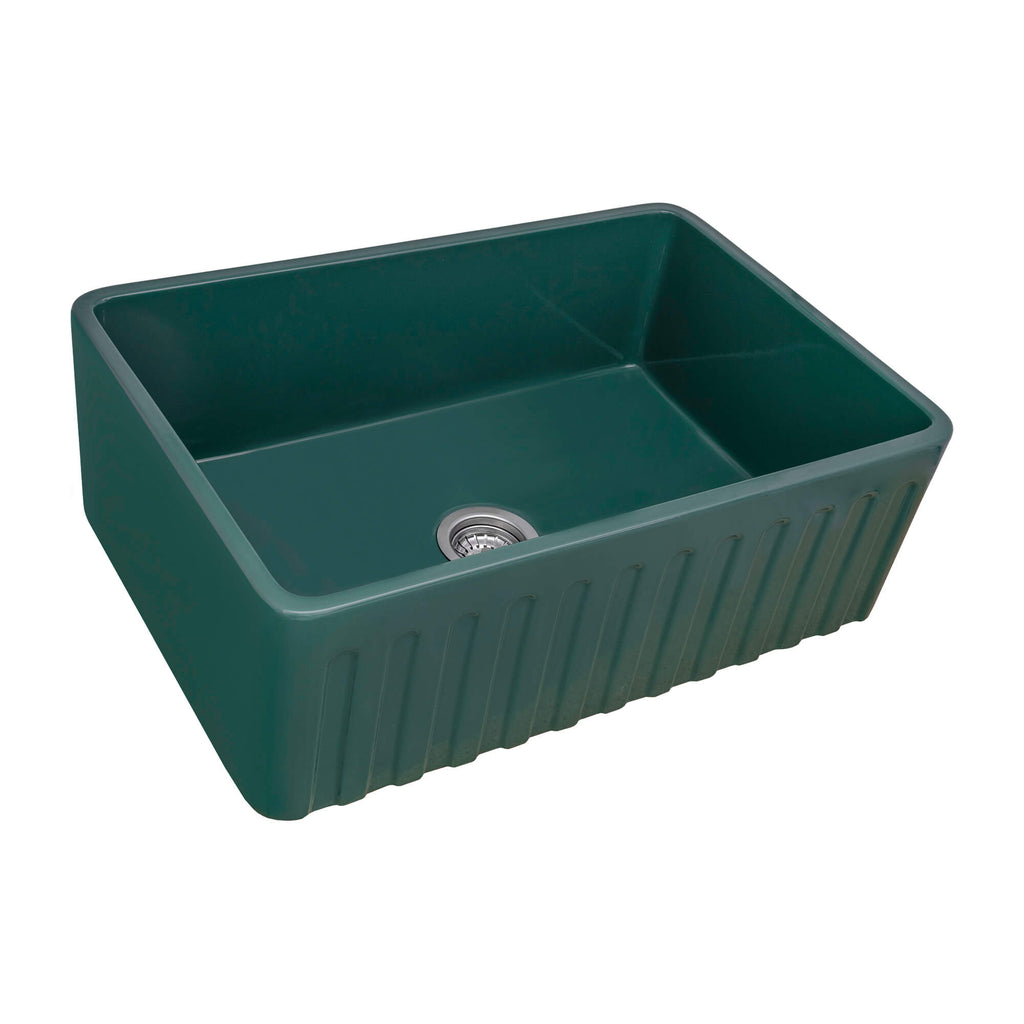 Ruvati Fiamma — Tarja Farmhouse de Cocina de 30 x 20 pulg en Fireclay — Verde Esmeralda
