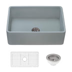 Ruvati Fiamma — Tarja Farmhouse de Cocina de 30 x 20 pulg en Fireclay — Gris Horizon