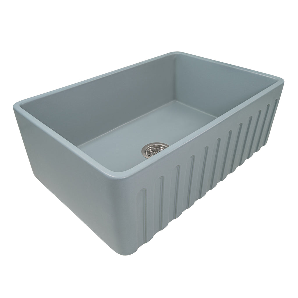 Ruvati Fiamma — Tarja Farmhouse de Cocina de 30 x 20 pulg en Fireclay — Gris Horizon — 1