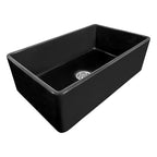 Ruvati Fiamma — Tarja Farmhouse de Cocina de 33 x 20 pulg en Fireclay — Negro Brillante