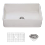 Ruvati Fiamma — Tarja Farmhouse de Cocina de 33 x 20 pulg en Fireclay — Blanco Craquelado