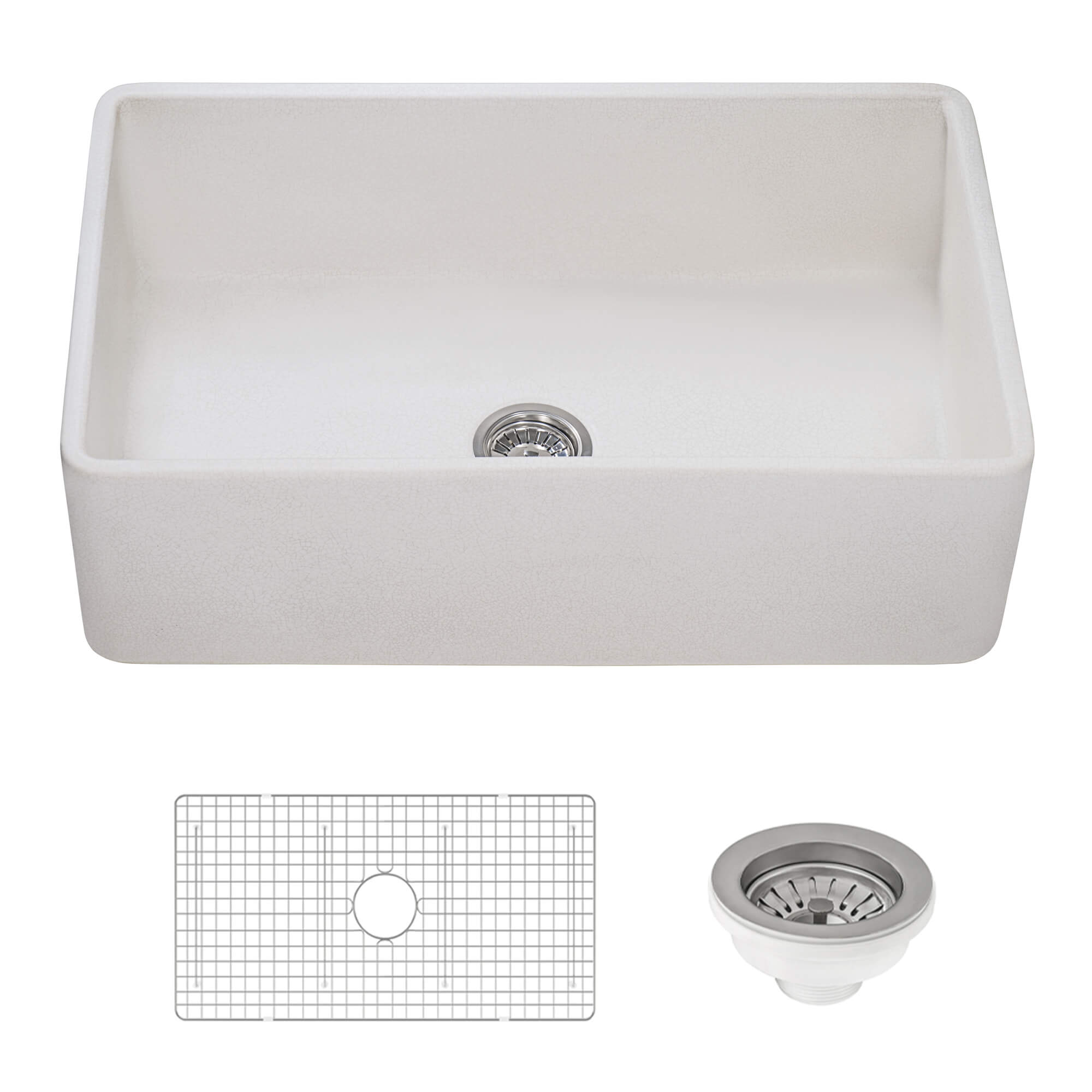Ruvati Fiamma — Tarja Farmhouse de Cocina de 33 x 20 pulg en Fireclay — Blanco Craquelado
