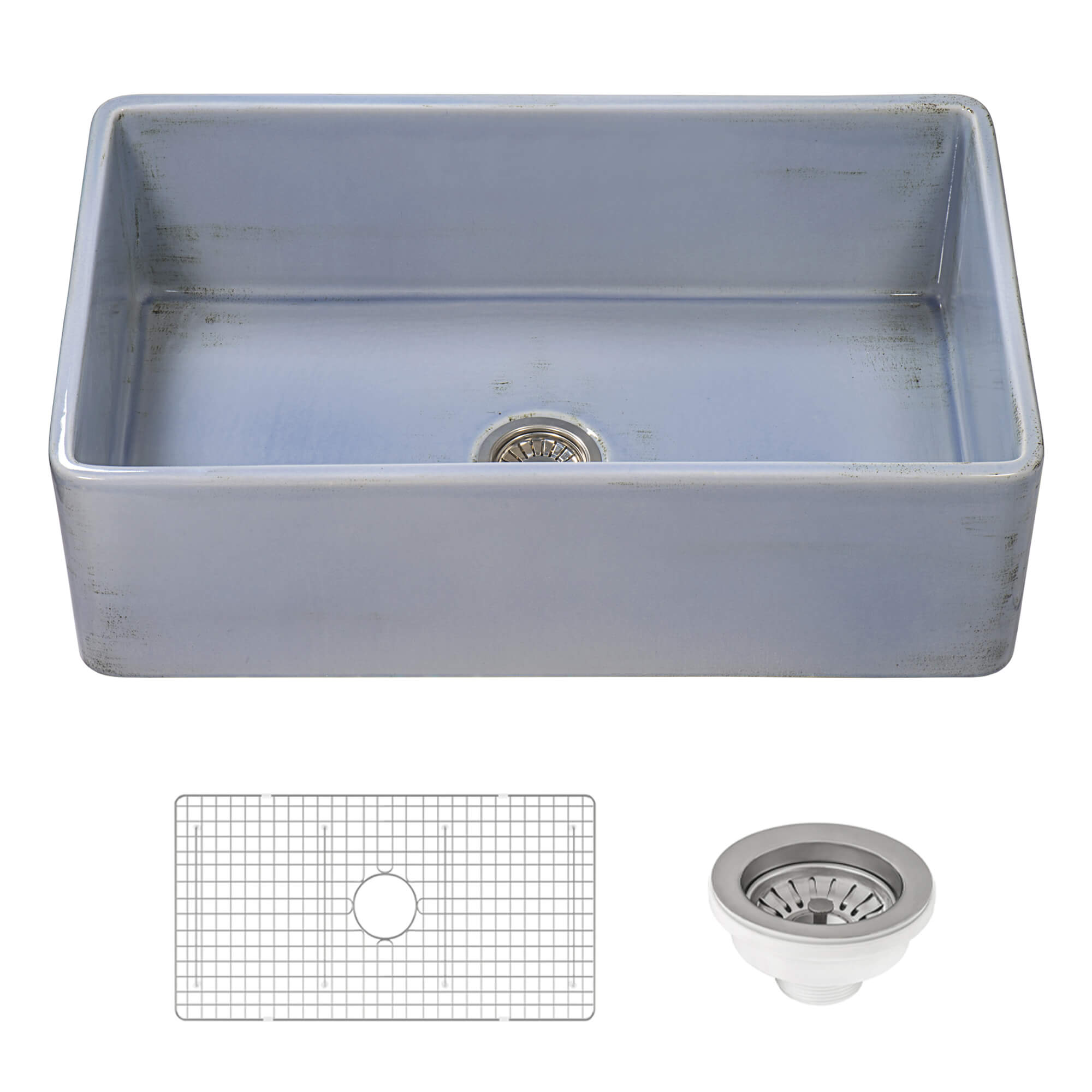 Ruvati Fiamma — Tarja Farmhouse de Cocina de 33 x 20 pulg en Fireclay — Azul Costa