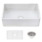 Ruvati Fiamma — Tarja Farmhouse de Cocina de 33 x 20 pulg en Fireclay — Blanco Envejecido