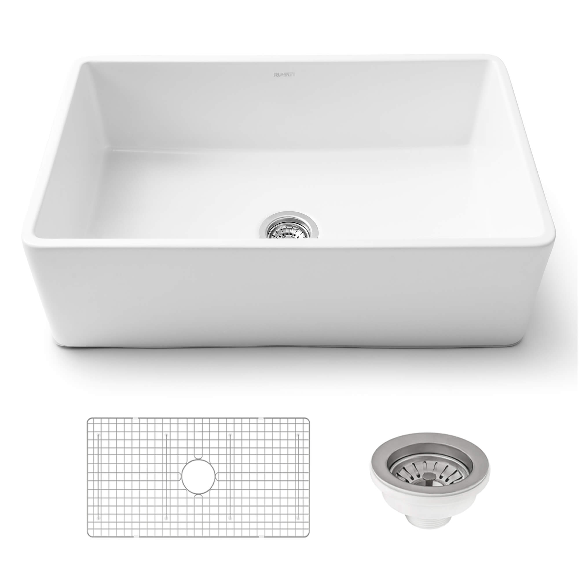 Ruvati Fiamma — Tarja Farmhouse de Cocina de 33 x 20 pulg en Fireclay — Blanco — 2