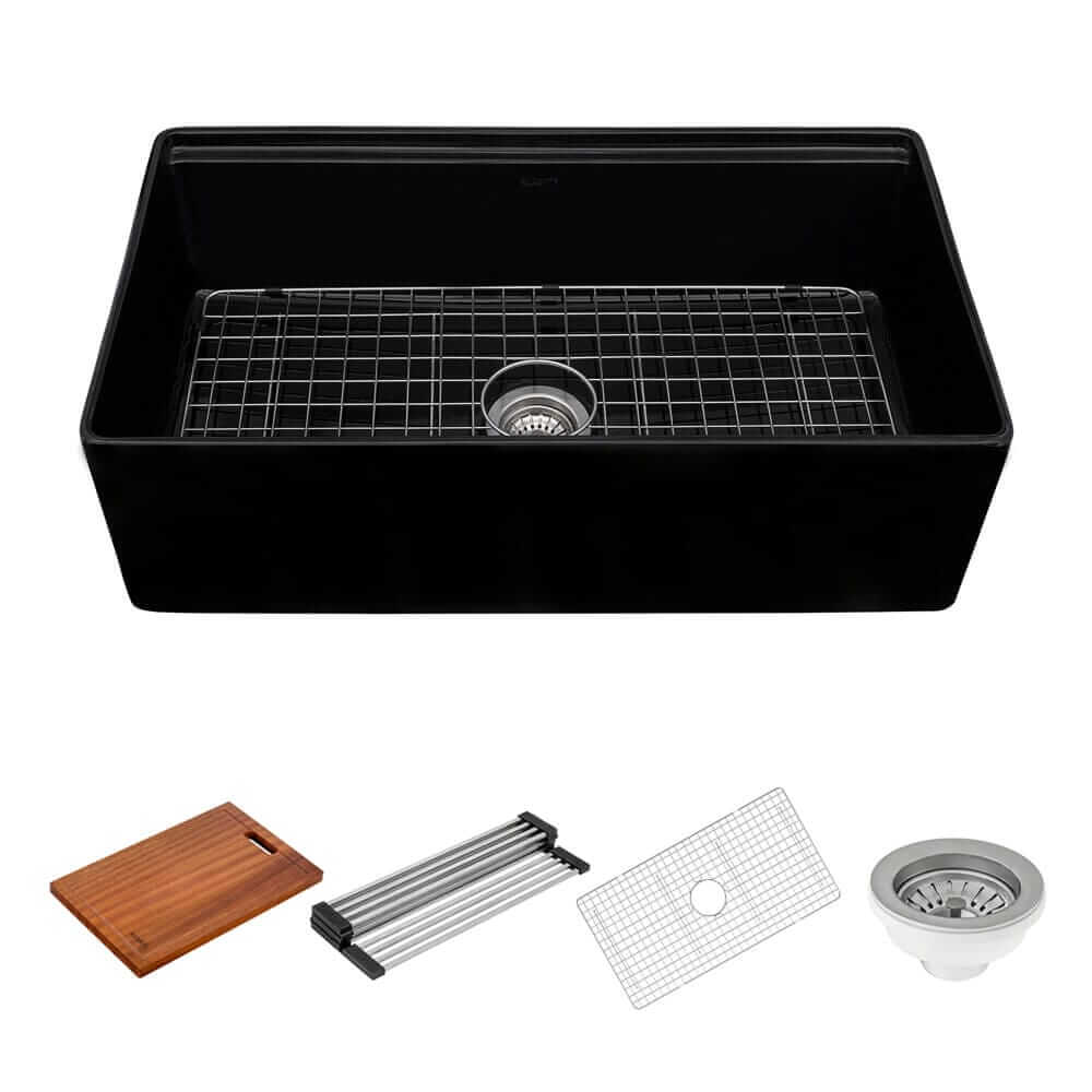 Ruvati Fiore — Tarja Farmhouse de Cocina en Fireclay — Negro — 2